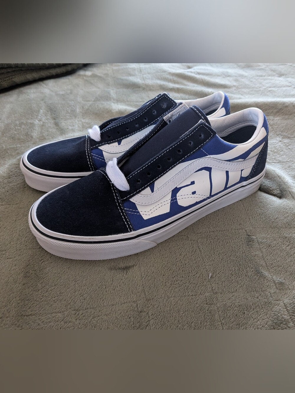 NEW Women's Vans Old Skool Jumbo Vans Blue White Sneaker Shoes Size 9